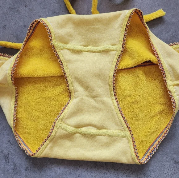 Stoned Immaculate Terry Cloth Bikini Set Kimi Swim Bra Top & Bottom Goldenrod - Picture 7 of 8